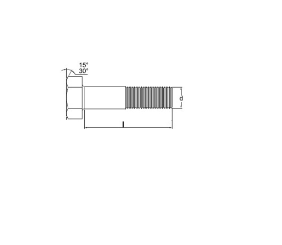 3/4''x5 1/2'' Çelik Cıvata 8.8 Siyah Yarım Paso (2 Adet) - 1
