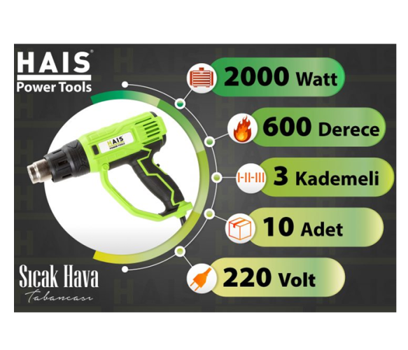 Hais HG12 Sıcak Hava Tabancası 2000 W - 1