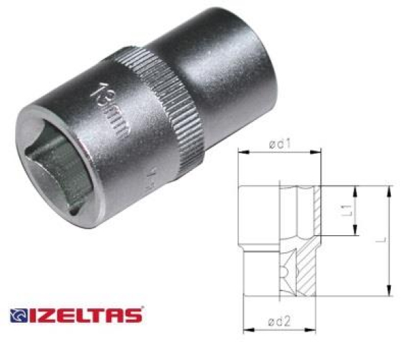 İzeltaş 1/2'' Altı Köşe Lokma Anahtar 9 mm - 0