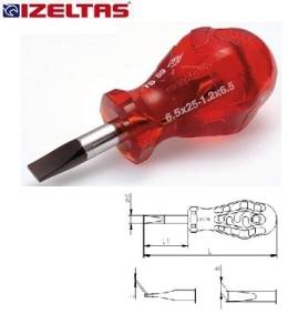 İzeltaş Kraft Seri Düz Uçlu Topaç Tornavida 6.5x25 mm
