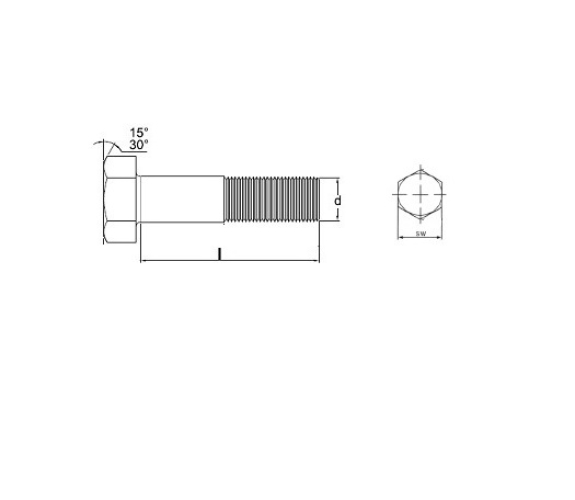 M18x1.50x120 Çelik Cıvata 8.8 Siyah Yarım Paso (2 Adet) - 1