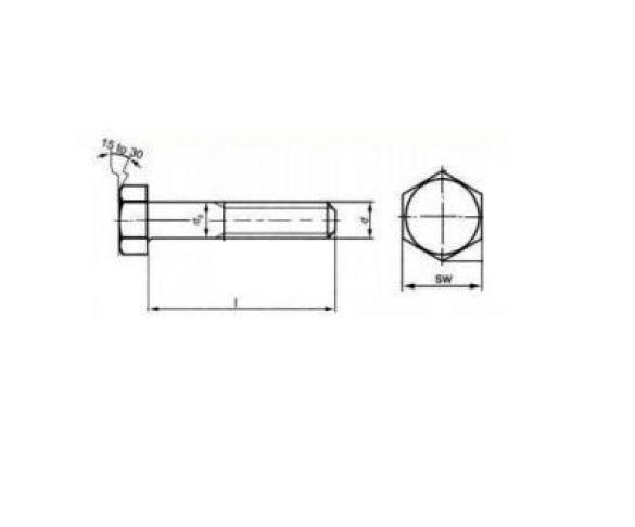 M22x120 Çelik Cıvata 8.8 Siyah Yarım Paso (1 Adet) - 1