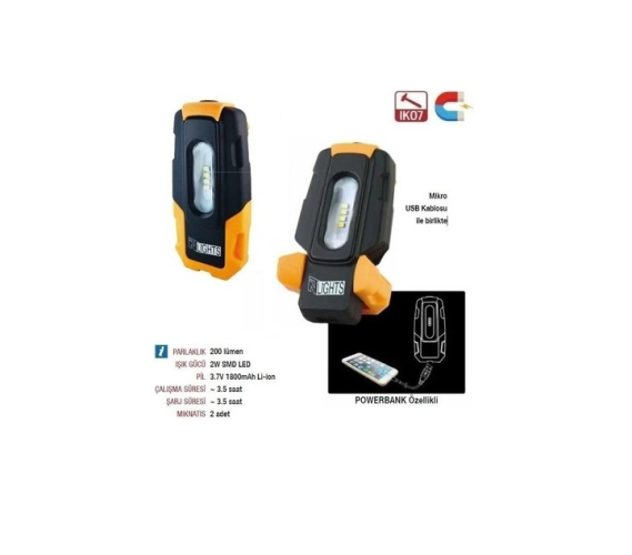 Nt Lights NTLE0200 Şarjlı Mıknatıslı Oto Tamir Feneri LED Lamba 200 Lümen - 1