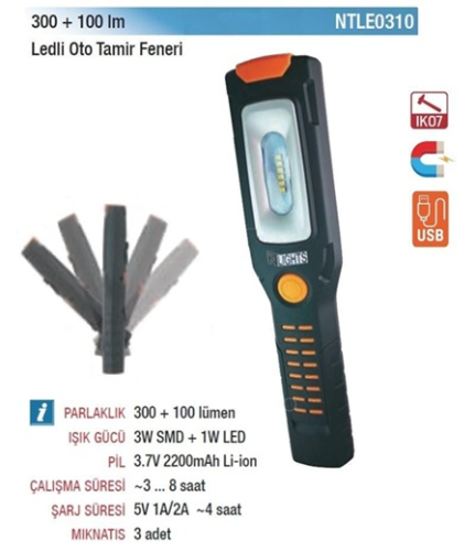 Nt Lights NTLE0310 Ledli El Feneri 300+100 Lümen - 1