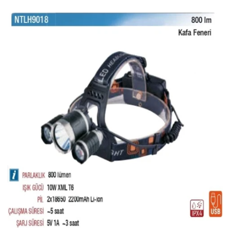 Nt Lights NTLH9018 Kafa Feneri 800 Lümen - 1